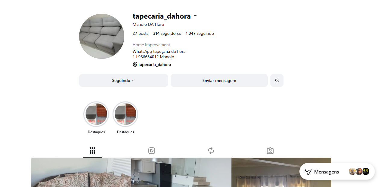 Perfil da tapeçaria no Instagram